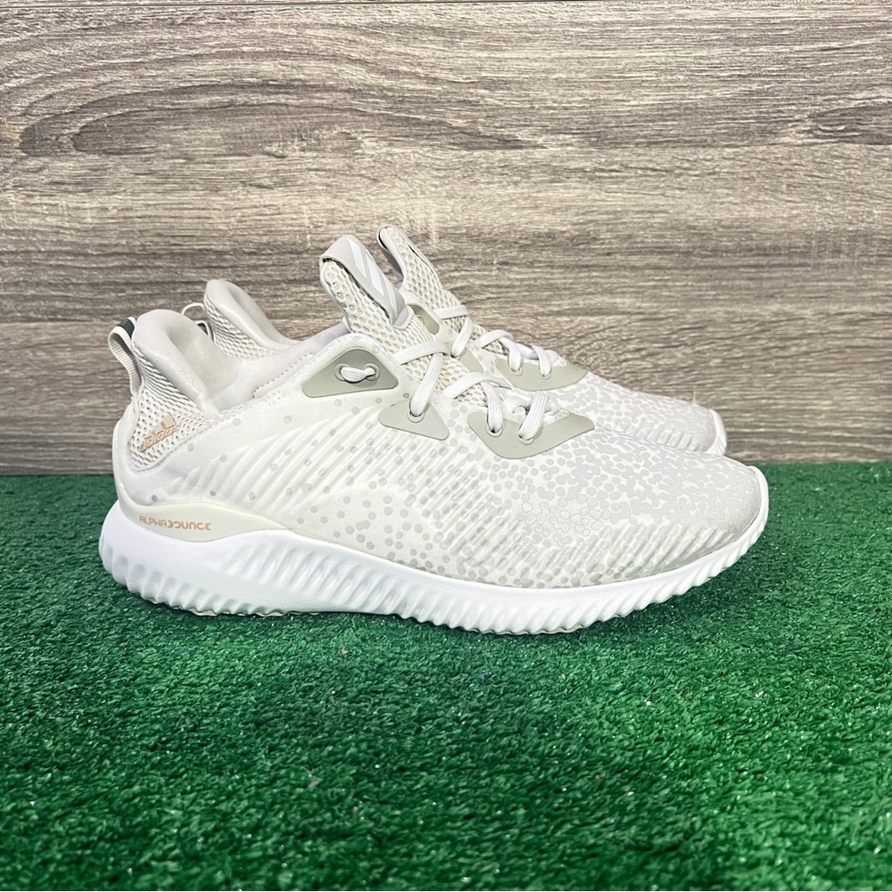 Adidas Alphabounce 1 Running Shoes White Grey Women’s Size 8.5